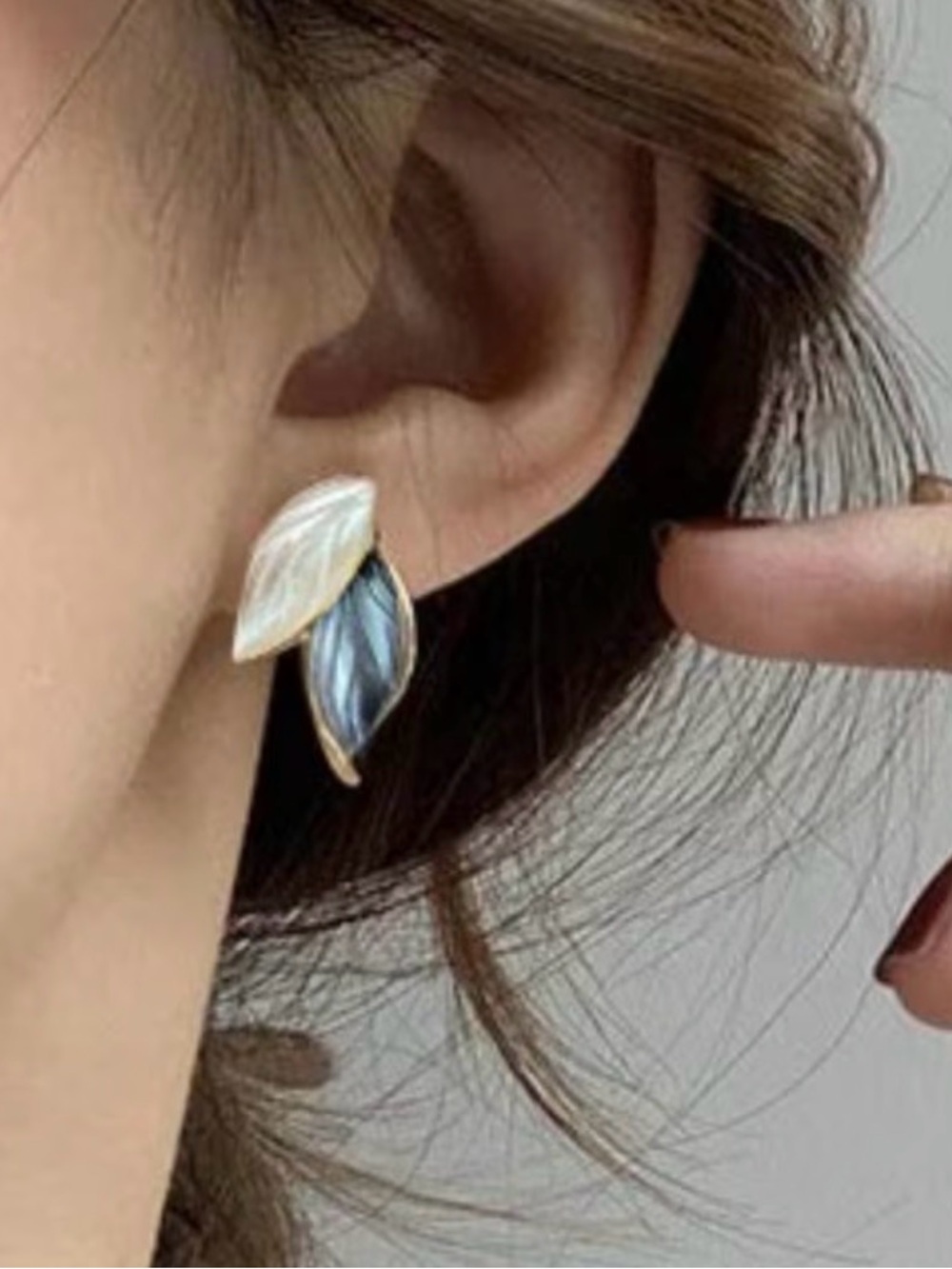 Elegant Two-Tone Leaf Stud Earrings